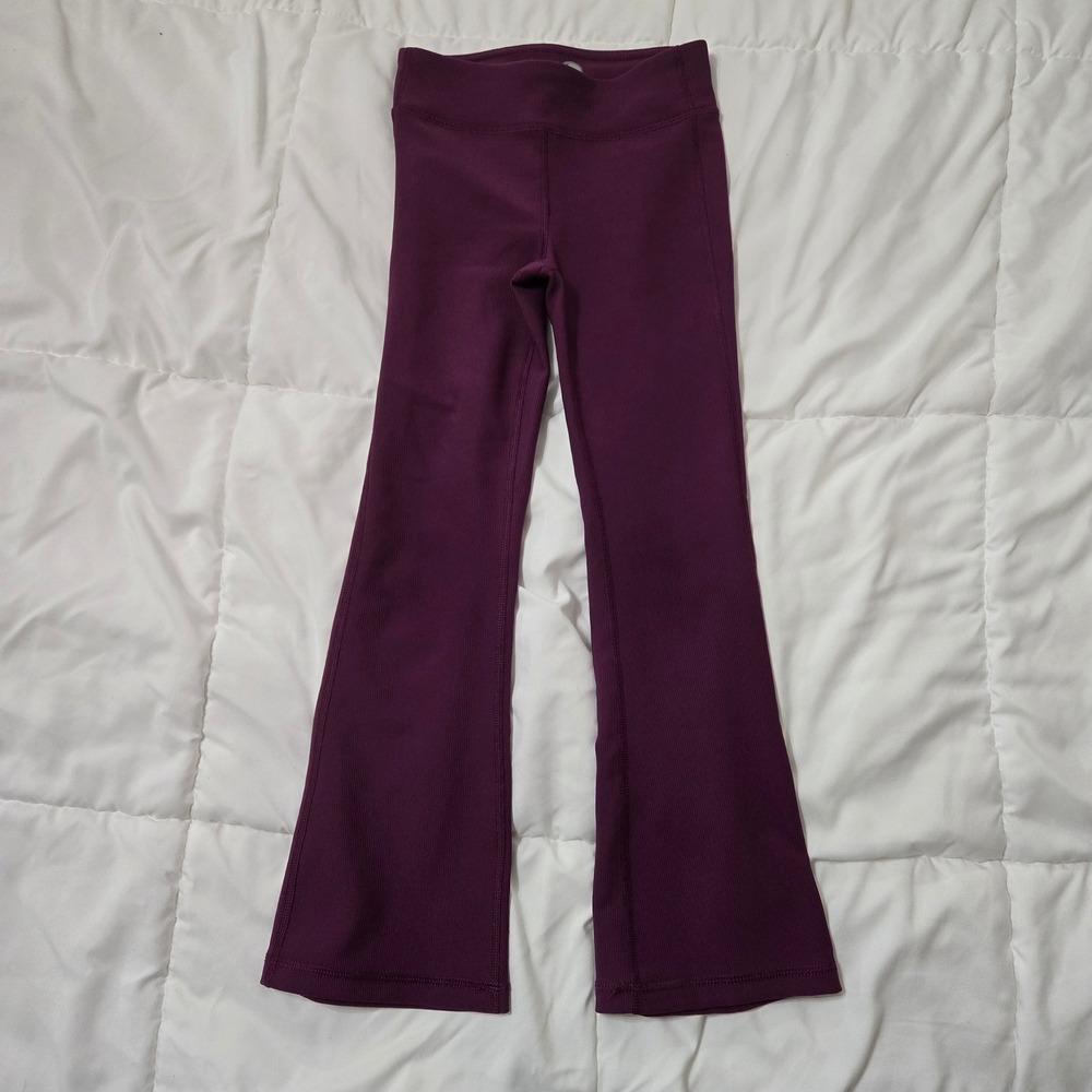 Yogalicious Girls Rib Everyday Flare Leggings Set of 2 Black Purple Size L 6X - Picture 4 of 7